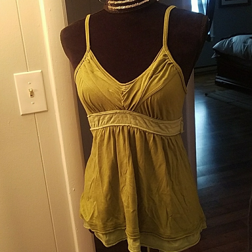 SALE - Green V neck Tank Top - Picture 2 of 4
